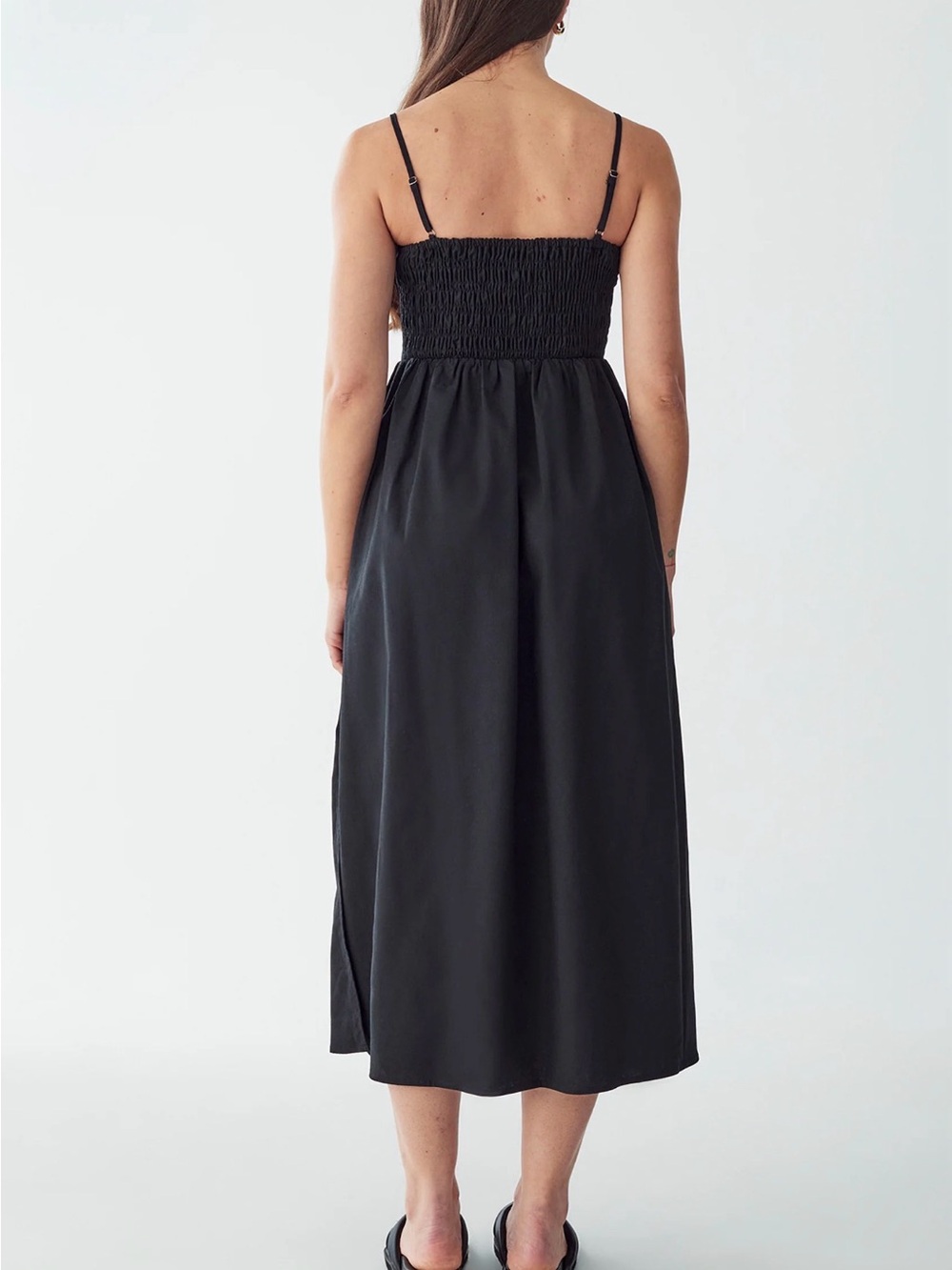 Uniqlo Black Midi Dress with Spaghetti Straps - Picture 2 of 9